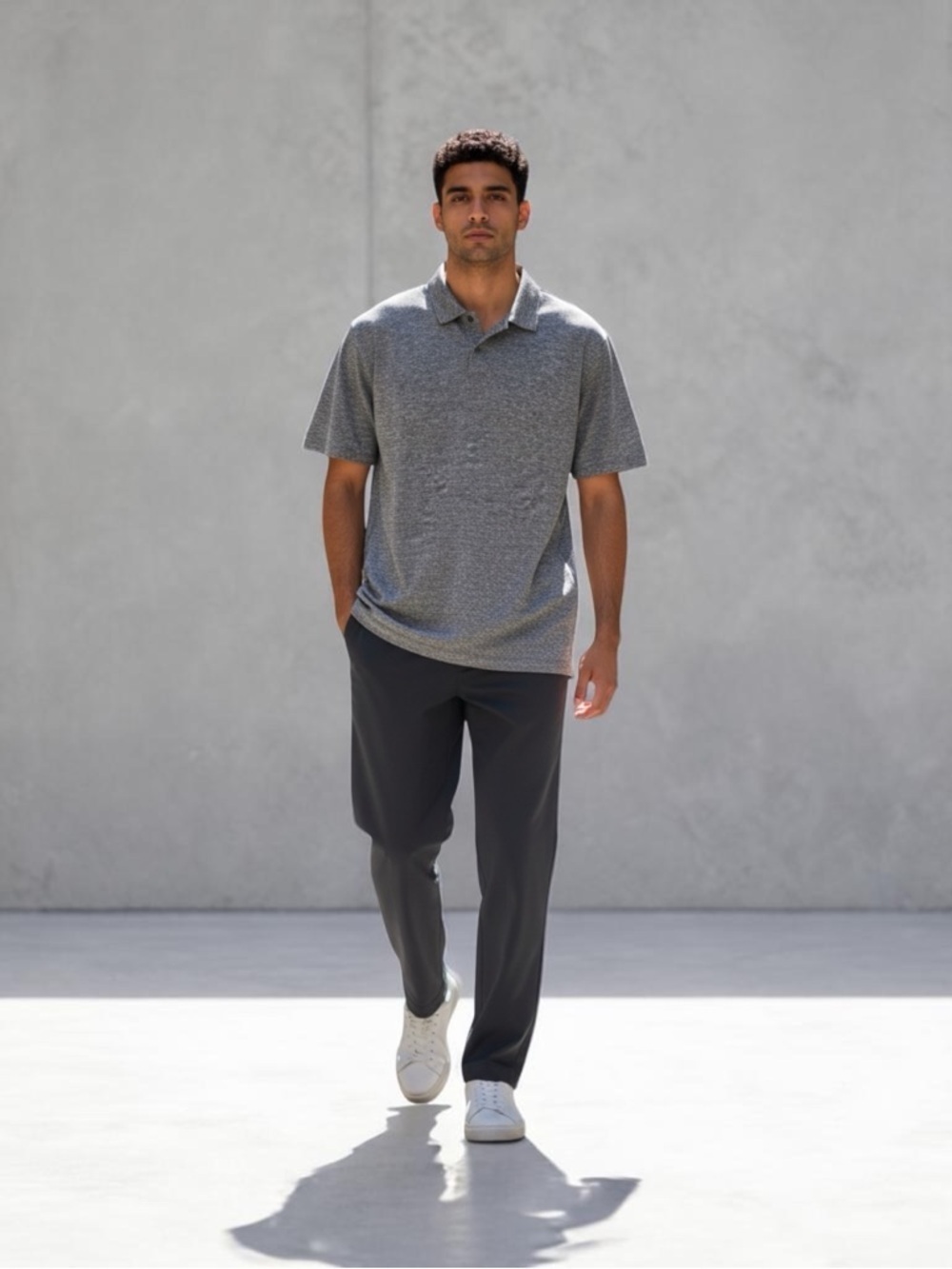 Perry Ellis Polo Marled Grey Size Medium